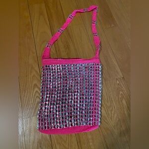 Pink Crochet and can top Women's Bag